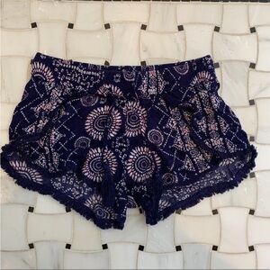Vintage Havana Navy and Pink Patterned Shorts 10-12 medium